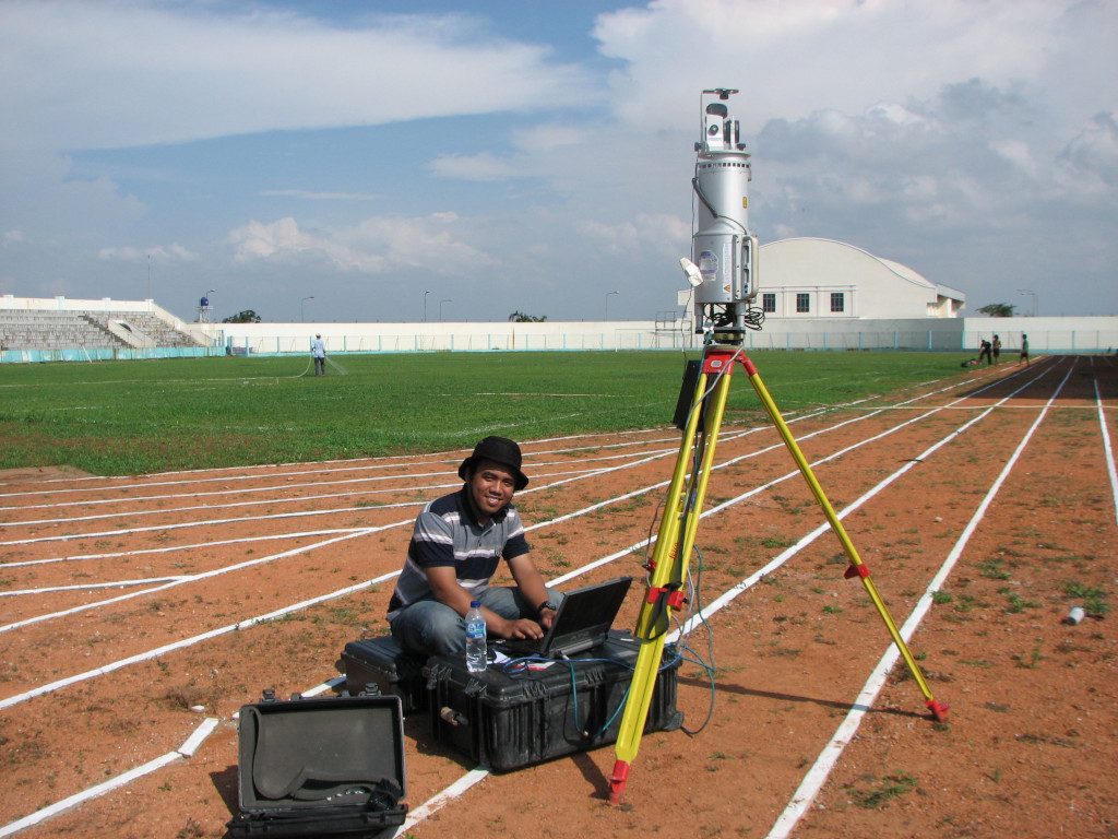 Scanning a sports stadium with Riegl LMS-Z420i, North Jakarta, Indonesia (2011)